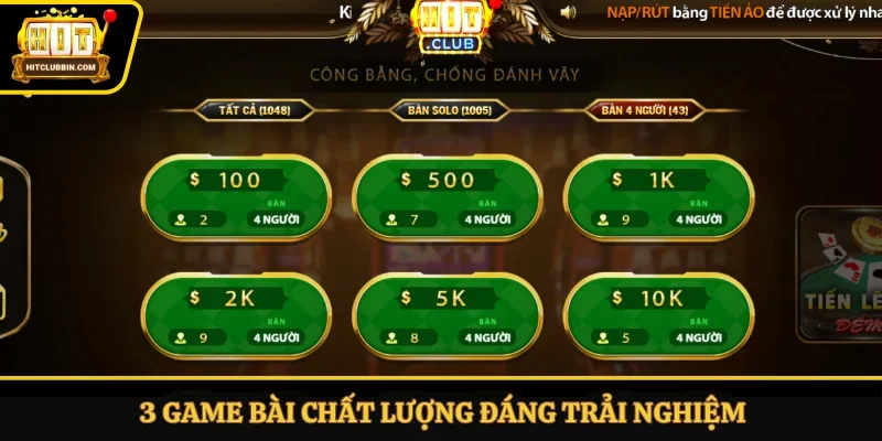 3 game bài chất lượng đáng trải nghiệm